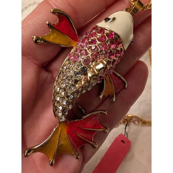 Betsey Johnson Koi Fish Pendant Necklace Y2K Retired Fairycore Cottagecore NWT - Picture 6 of 9